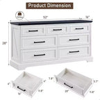 Cassettiera ampia 52" in stile rustico con 7 cassetti per camera da letto, cassettiera in legno con texture naturale per camera da letto, soggiorno