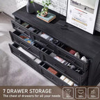 Cassettiera ampia 52" in stile rustico con 7 cassetti per camera da letto, cassettiera in legno con texture naturale per camera da letto, soggiorno