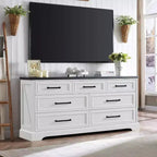 Cassettiera ampia 52" in stile rustico con 7 cassetti per camera da letto, cassettiera in legno con texture naturale per camera da letto, soggiorno