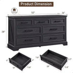 Cassettiera ampia 52" in stile rustico con 7 cassetti per camera da letto, cassettiera in legno con texture naturale per camera da letto, soggiorno