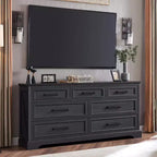 Cassettiera ampia 52" in stile rustico con 7 cassetti per camera da letto, cassettiera in legno con texture naturale per camera da letto, soggiorno