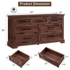 Cassettiera ampia 52" in stile rustico con 7 cassetti per camera da letto, cassettiera in legno con texture naturale per camera da letto, soggiorno