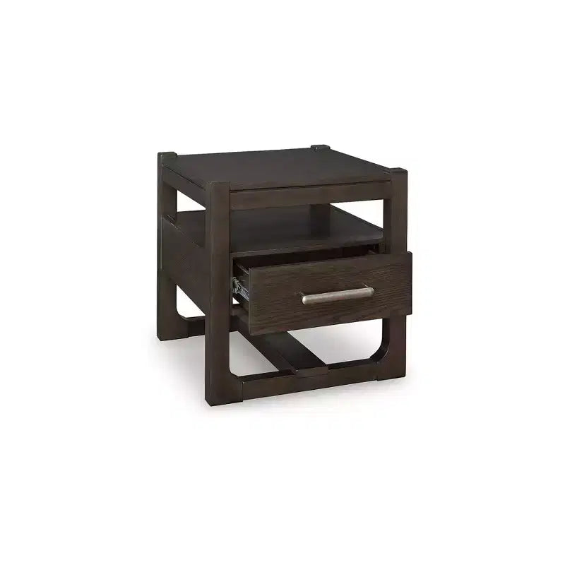 Signature Design by Ashley Breckington Tavolino Laterale Contemporaneo con Cassetti Contenitori, Marrone Scuro