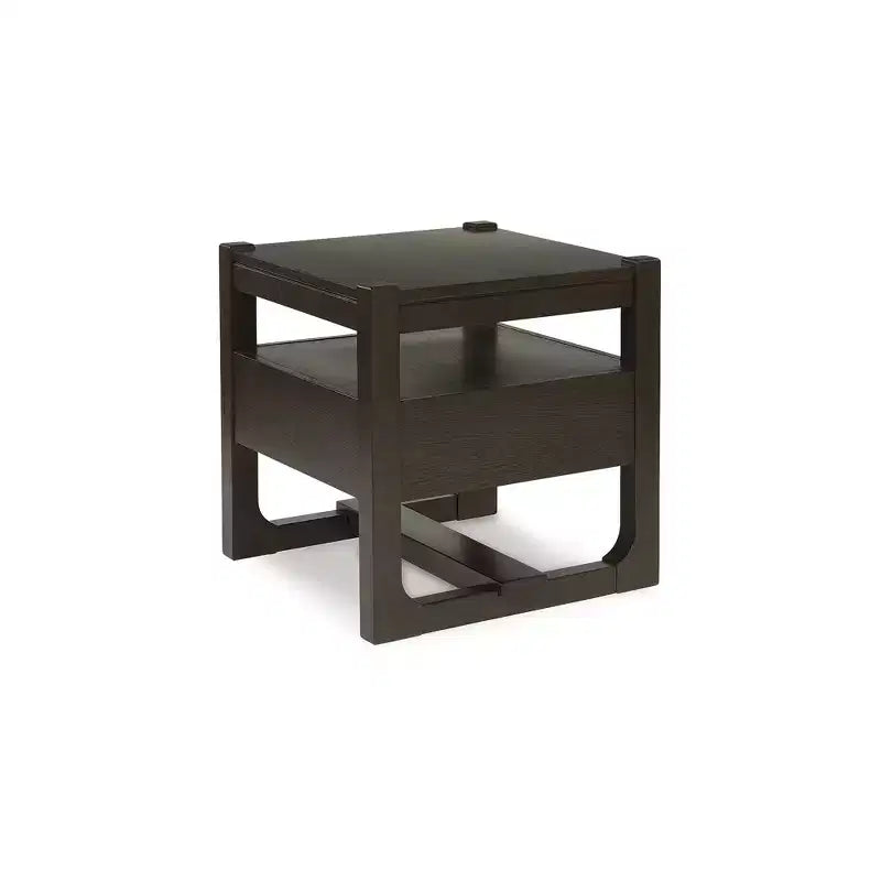 Signature Design by Ashley Breckington Tavolino Laterale Contemporaneo con Cassetti Contenitori, Marrone Scuro