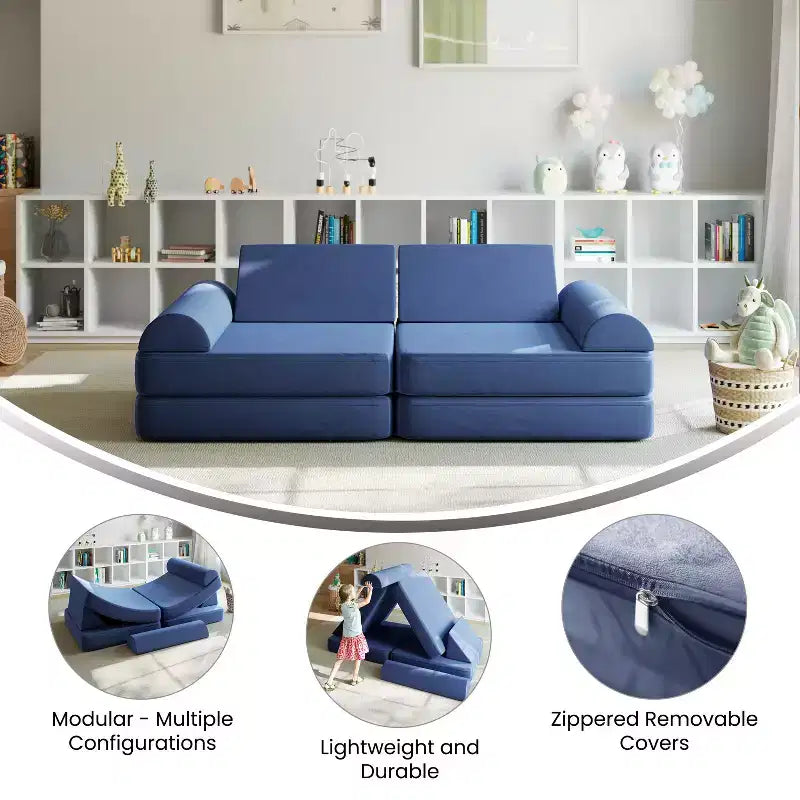 Divano modulare da gioco per bambini Flash Furniture Marlowe con 6 pezzi di divano componibile in morbida schiuma