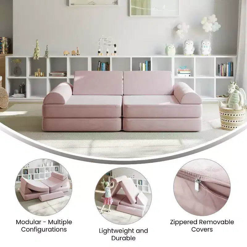 Divano modulare da gioco per bambini Flash Furniture Marlowe con 6 pezzi di divano componibile in morbida schiuma