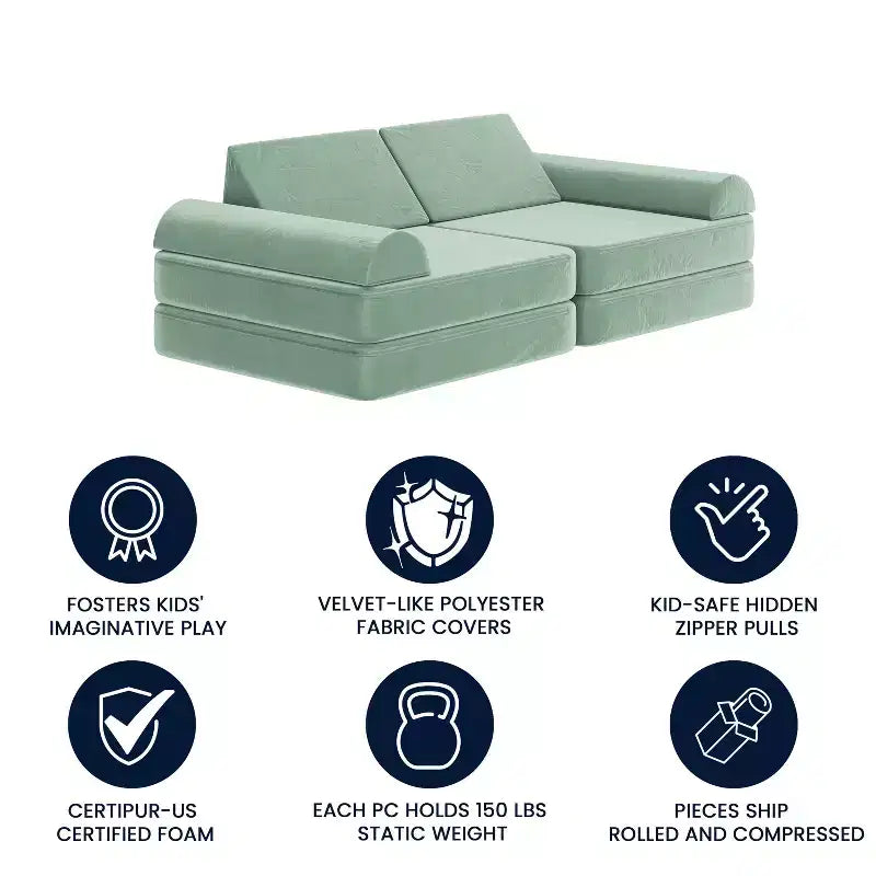 Divano modulare da gioco per bambini Flash Furniture Marlowe con 6 pezzi di divano componibile in morbida schiuma