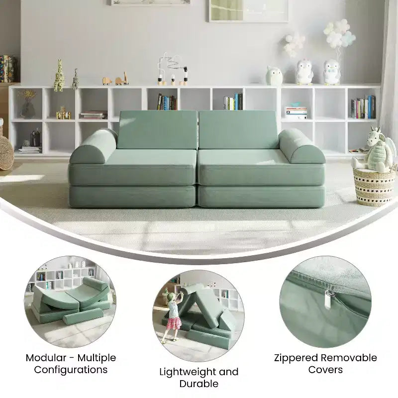 Divano modulare da gioco per bambini Flash Furniture Marlowe con 6 pezzi di divano componibile in morbida schiuma