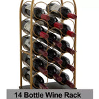 Kings Brand Furniture - Scaffale portabottiglie da vino con carrello portabagagli, scaffale portabottiglie da vino in metallo da pavimento autoportante, supporti per bottiglie di vino (oro/nero)