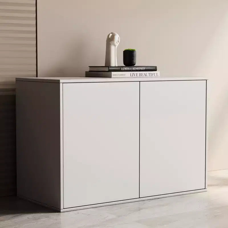 Luck Live Contemporary 31.49in 2-door storage cabinet, modern standalone cabinet, suitable for living room, office, living room, ivory white