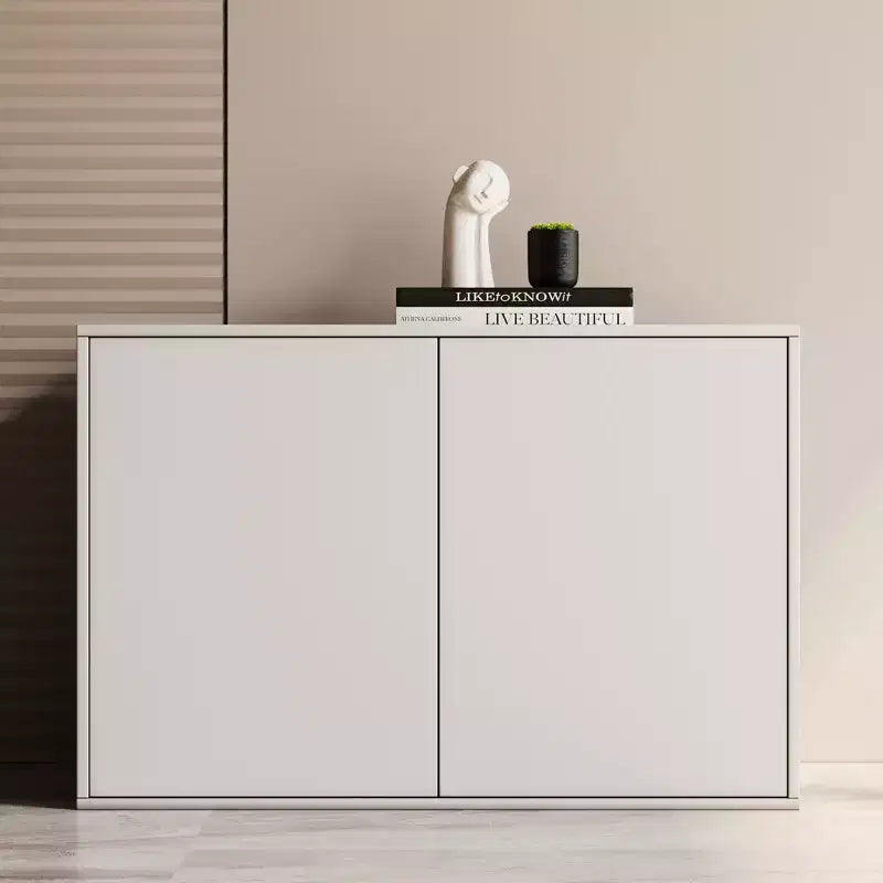 Luck Live Contemporary mobiletto contenitore a 2 ante da 31,49 pollici, mobiletto indipendente moderno, adatto per soggiorno, ufficio, salotto, bianco avorio
