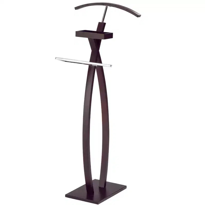 Kings Brand Furniture - Servomuto curvo, Stand appendiabiti, Organizer per vestiti, Appendi giacca, Cromo/Noce