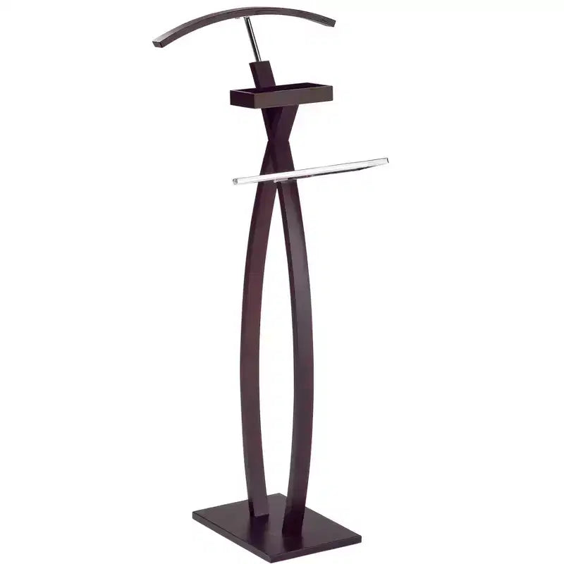 Kings Brand Furniture - Servomuto curvo, Stand appendiabiti, Organizer per vestiti, Appendi giacca, Cromo/Noce