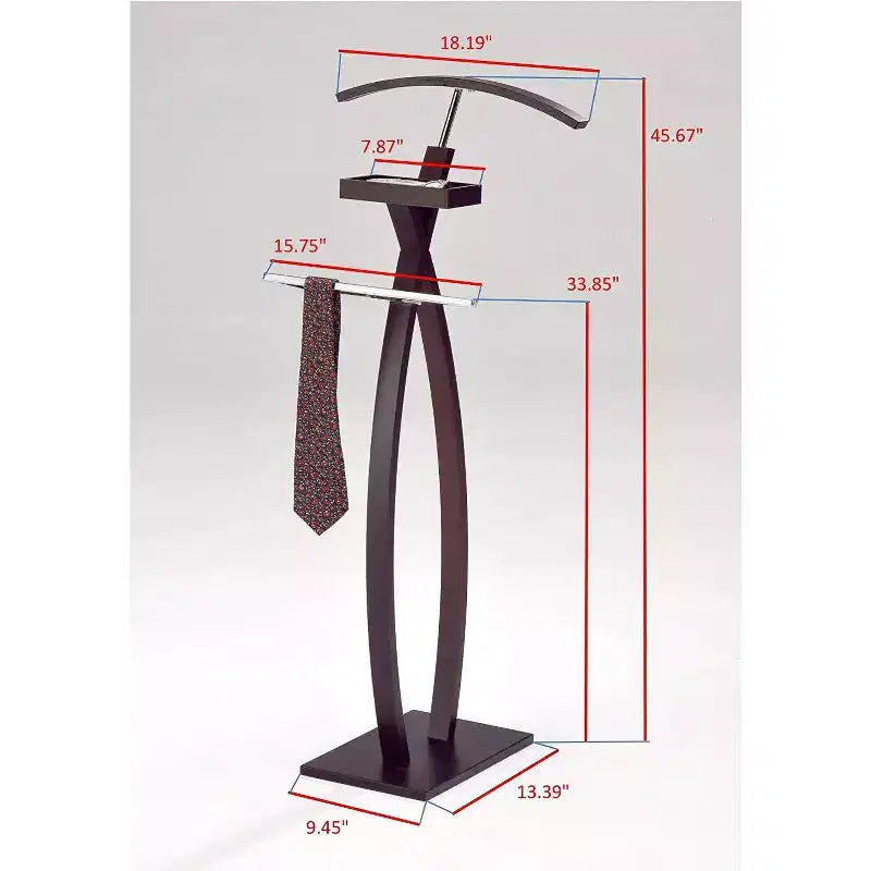 Kings Brand Furniture - Servomuto curvo, Stand appendiabiti, Organizer per vestiti, Appendi giacca, Cromo/Noce