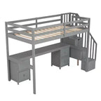 Struttura Letto a Soppalco Singolo con Scrivania Incorporata, Scala Contenitore e 4 Cassetti - ModernLuxe