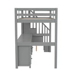Struttura Letto a Soppalco Singolo con Scrivania Incorporata, Scala Contenitore e 4 Cassetti - ModernLuxe