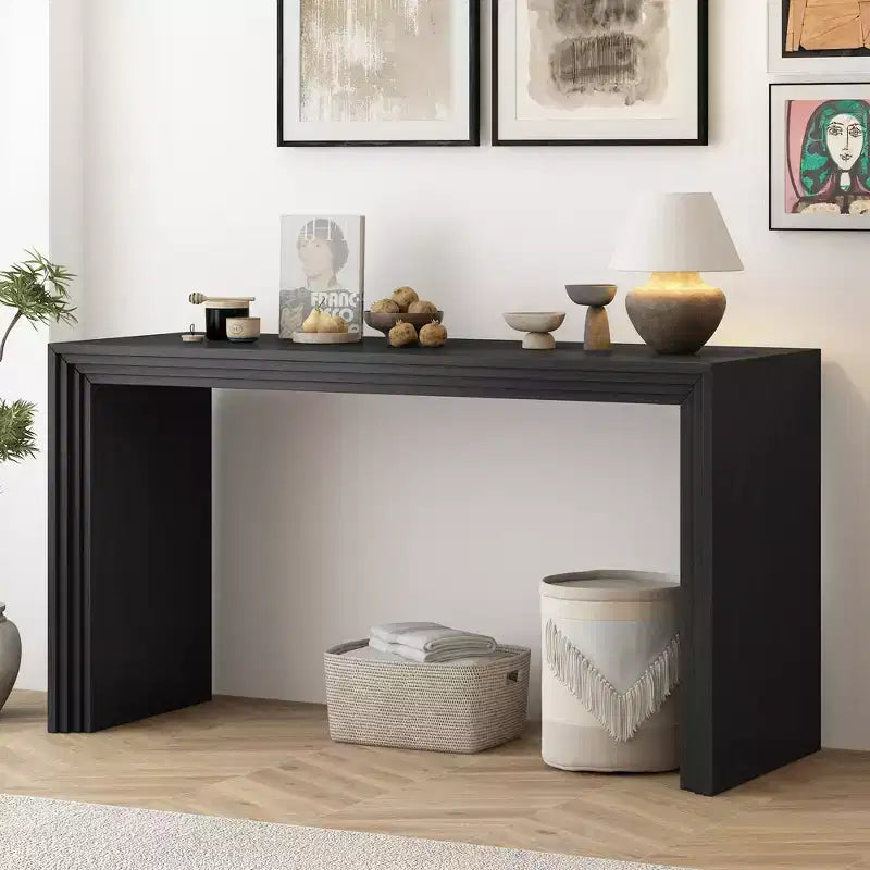 Whisen Modern Paulownia Solid Wood Veneer Console Table for Living Room, Entryway