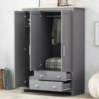 Guardaroba/Armadio a 3 Ante con Ripiani e Due Aste Appendiabiti, Grigio - ModernLuxe