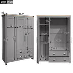 Guardaroba/Armadio a 3 Ante con Ripiani e Due Aste Appendiabiti, Grigio - ModernLuxe