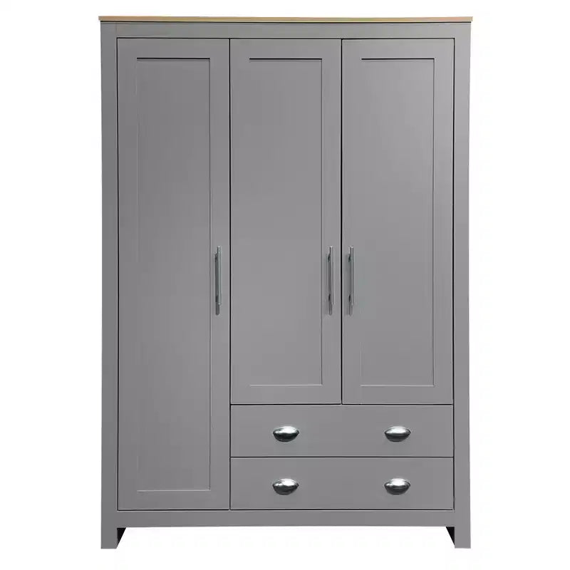 Guardaroba/Armadio a 3 Ante con Ripiani e Due Aste Appendiabiti, Grigio - ModernLuxe