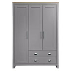 Guardaroba/Armadio a 3 Ante con Ripiani e Due Aste Appendiabiti, Grigio - ModernLuxe