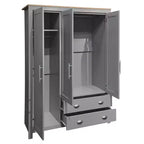 Guardaroba/Armadio a 3 Ante con Ripiani e Due Aste Appendiabiti, Grigio - ModernLuxe