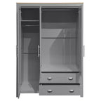 Guardaroba/Armadio a 3 Ante con Ripiani e Due Aste Appendiabiti, Grigio - ModernLuxe