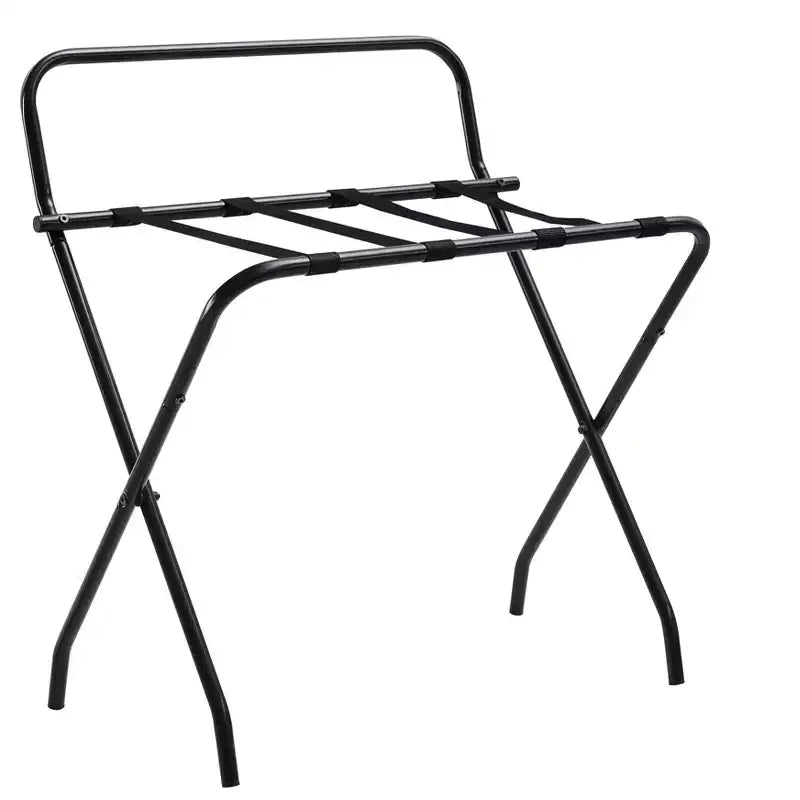 Kings Brand Furniture Ludlow Folding Luggage Rack, Stylish Suitcase Stand, High Back, Black