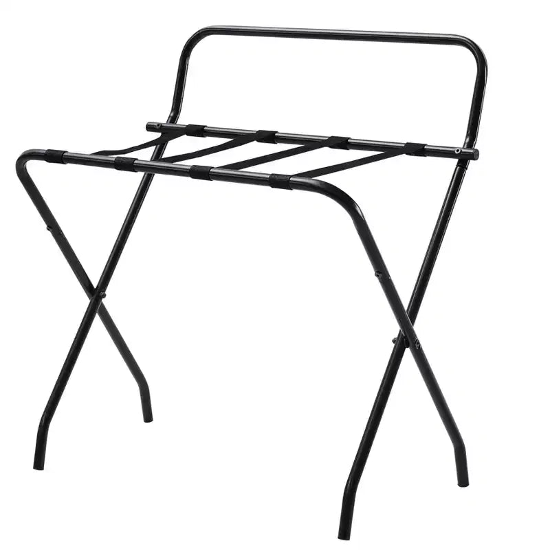 Kings Brand Furniture Ludlow Portabagagli Pieghevole, Elegante Supporto per Valigie, Schienale Alto, Nero