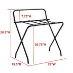 Kings Brand Furniture Ludlow Portabagagli Pieghevole, Elegante Supporto per Valigie, Schienale Alto, Nero