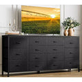 63 W Dresser Tv Stand for 65 70 75 Inch Tv, 14 Drawer for Bedroom with Power Outlets, Large Long Fabric Dresser Entertainment Center