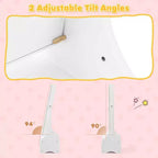 Costway Set da toeletta per bambini Tavolo e sedia da trucco per principesse con armadietto portagioie Bianco/Rosa