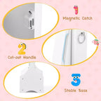 Costway Set da toeletta per bambini Tavolo e sedia da trucco per principesse con armadietto portagioie Bianco/Rosa