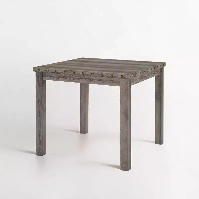 Farmhouse 42 in. W Rural Log Wood Counter Height 4-Legs Dining Table with Square Top and Nail Head Trim Seats 4-Morden Fort