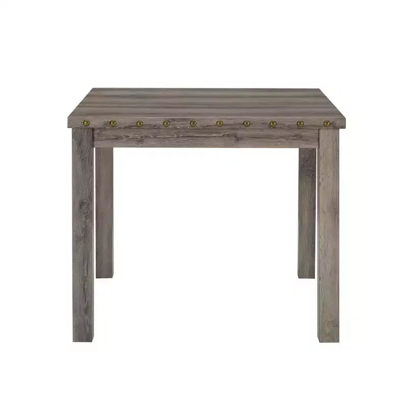 Tavolo da Pranzo Morden Fort 42 pollici L in Legno Rustico con Tronchi, Altezza Bancone, 4 Gambe, Piano Quadrato e Rivetti, per 4 Persone