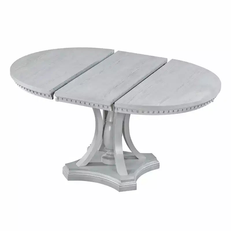 Set da pranzo allungabile rotondo Whisen Farmhouse da 5 pezzi con 4 poltrone imbottite