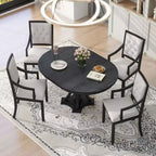 Set da pranzo allungabile rotondo Whisen Farmhouse da 5 pezzi con 4 poltrone imbottite