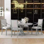 Set da pranzo allungabile rotondo Whisen Farmhouse da 5 pezzi con 4 poltrone imbottite