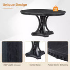 Set da pranzo allungabile rotondo Whisen Farmhouse da 5 pezzi con 4 poltrone imbottite