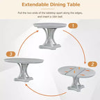 Set da pranzo allungabile rotondo Whisen Farmhouse da 5 pezzi con 4 poltrone imbottite