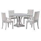 Set da pranzo allungabile rotondo Whisen Farmhouse da 5 pezzi con 4 poltrone imbottite