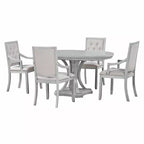 Set da pranzo allungabile rotondo Whisen Farmhouse da 5 pezzi con 4 poltrone imbottite