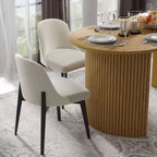 Pexfix White Linen Upholstered Dining Chairs Set of 2