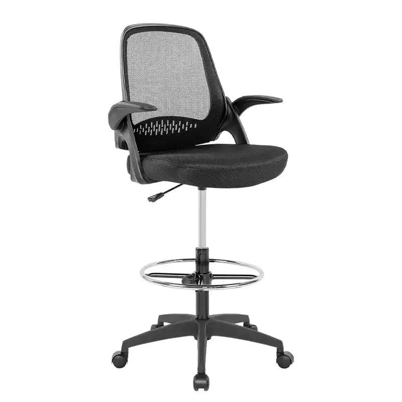 FDW Tall Office Chair Mesh Drafting Chair Computer Chair with Lumbar Support Adjustable Height Swivel Function and Footrest Black