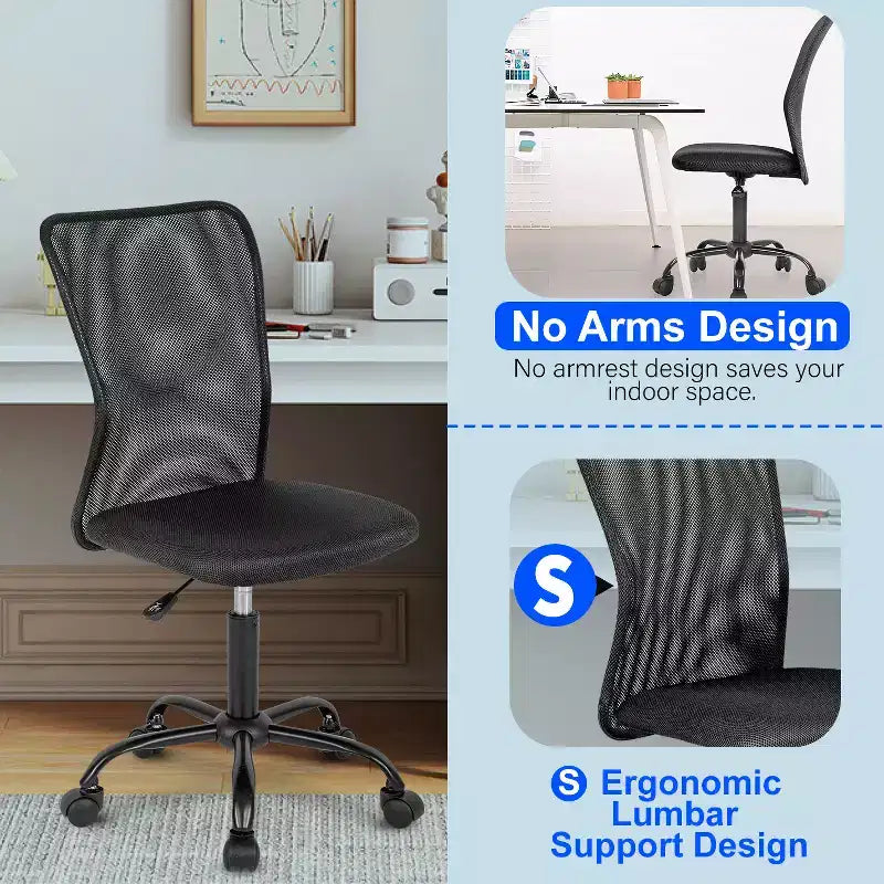 BestMassage Sedia da Ufficio in Rete, Sedia da Computer con Supporto Lombare e Sedile Imbottito, Sedia Girevole con Supporto per la Schiena per Ufficio Domestico