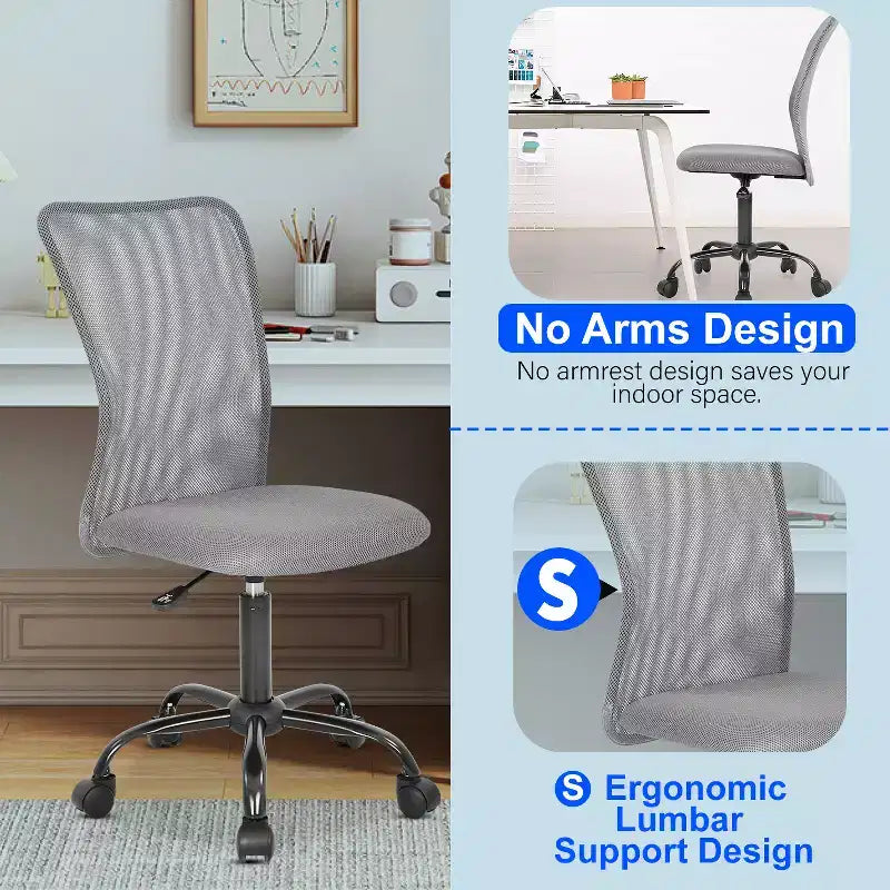 BestMassage Sedia da Ufficio in Rete, Sedia da Computer con Supporto Lombare e Sedile Imbottito, Sedia Girevole con Supporto per la Schiena per Ufficio Domestico