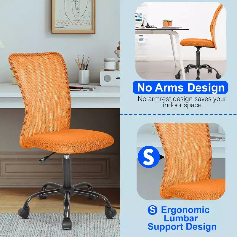 BestMassage Sedia da Ufficio in Rete, Sedia da Computer con Supporto Lombare e Sedile Imbottito, Sedia Girevole con Supporto per la Schiena per Ufficio Domestico