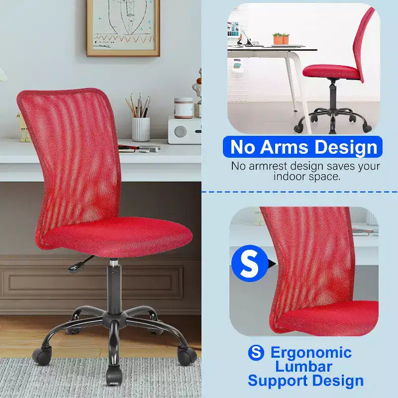 BestMassage Sedia da Ufficio in Rete, Sedia da Computer con Supporto Lombare e Sedile Imbottito, Sedia Girevole con Supporto per la Schiena per Ufficio Domestico