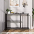 PexFix Tavolino Consolle in Metallo e Vetro Elegante a Tre Livelli