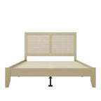 Christopher Knight Home Eudoca Rubber Wood Platform Bed with Rattan Woven Headboard, Natural